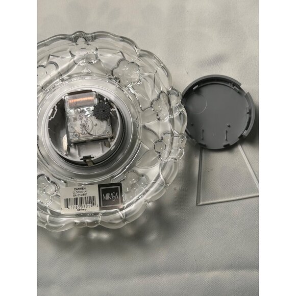 Mikasa Carmen Crystal Floral Desk Clock 6 1/4" Battery Operated Germany #1118/6 - Picture 8 of 14